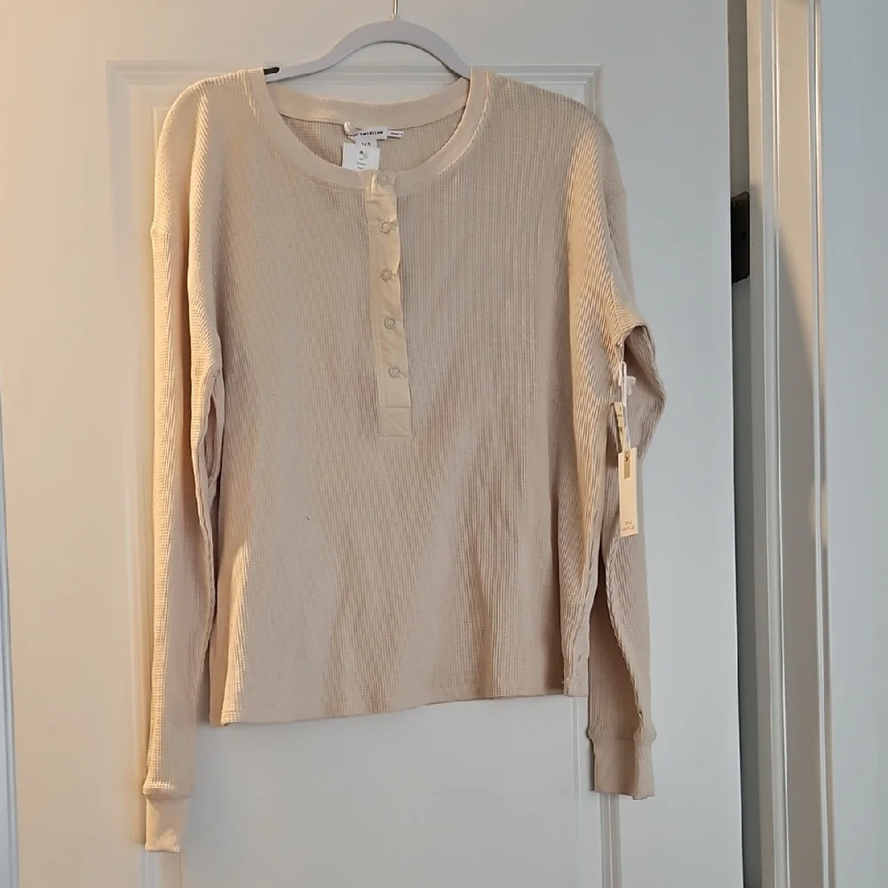 Good American Off-White Ribbed Henley - Picture 2 of 4